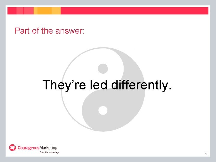 Part of the answer: They’re led differently. 14 