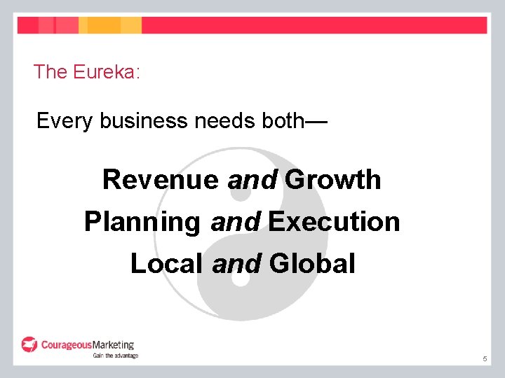 The Eureka: Every business needs both— Revenue and Growth Planning and Execution Local and