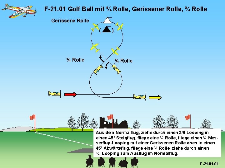 F-21. 01 Golf Ball mit ¾ Rolle, Gerissener Rolle, ¾ Rolle Gerissene Rolle (