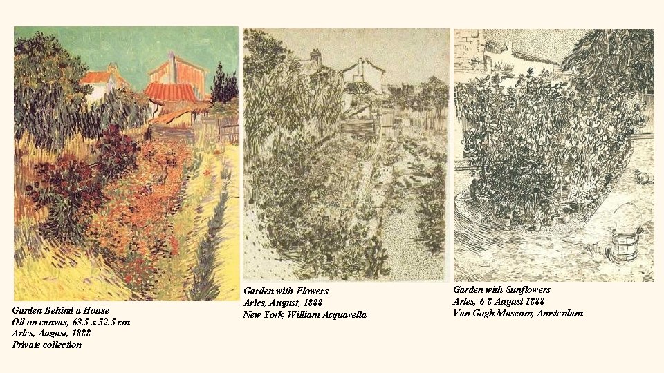 Garden Behind a House Oil on canvas, 63. 5 x 52. 5 cm Arles,