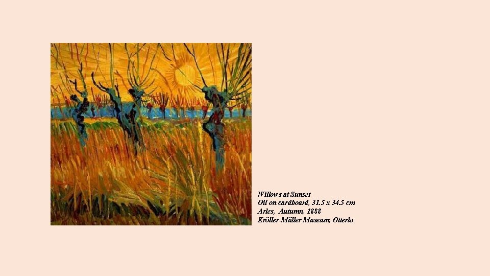 Willows at Sunset Oil on cardboard, 31. 5 x 34. 5 cm Arles, Autumn,