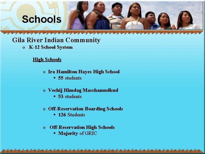 Schools Gila River Indian Community o K-12 School System High Schools o Ira Hamilton