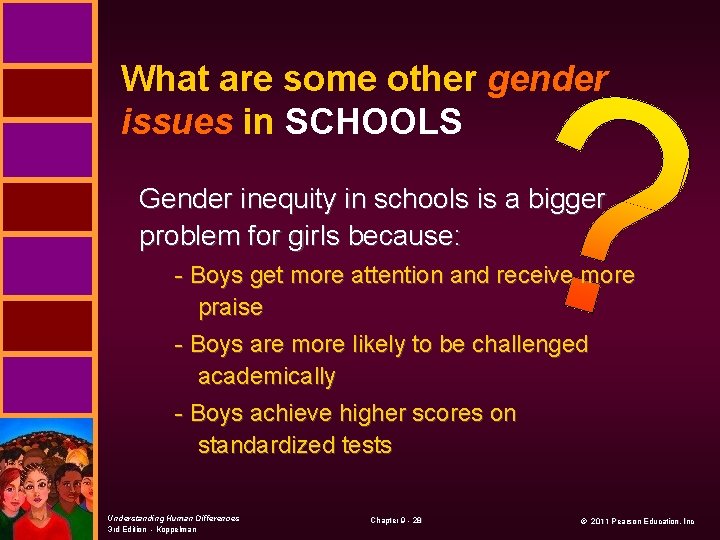 What are some other gender issues in SCHOOLS Gender inequity in schools is a