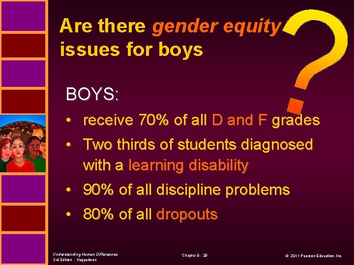 Are there gender equity issues for boys BOYS: • receive 70% of all D