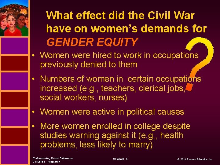 What effect did the Civil War have on women’s demands for GENDER EQUITY •