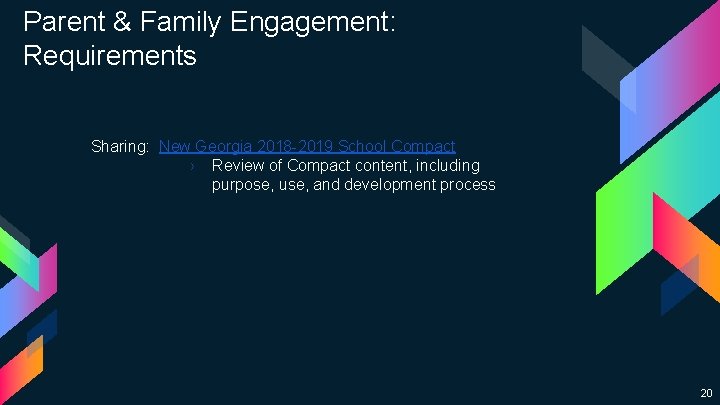 Parent & Family Engagement: Requirements Sharing: New Georgia 2018 -2019 School Compact › Review