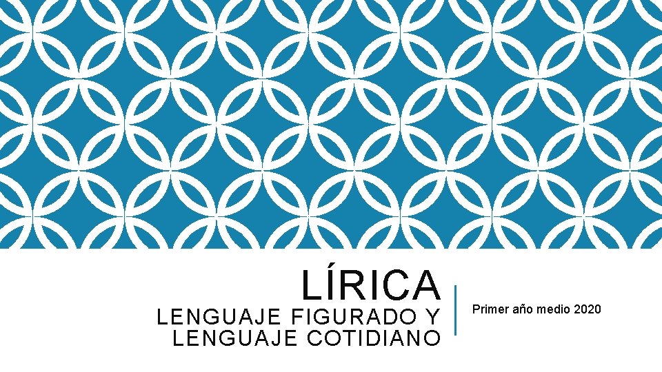 LÍRICA LENGUAJE FIGURADO Y LENGUAJE COTIDIANO Primer año medio 2020 