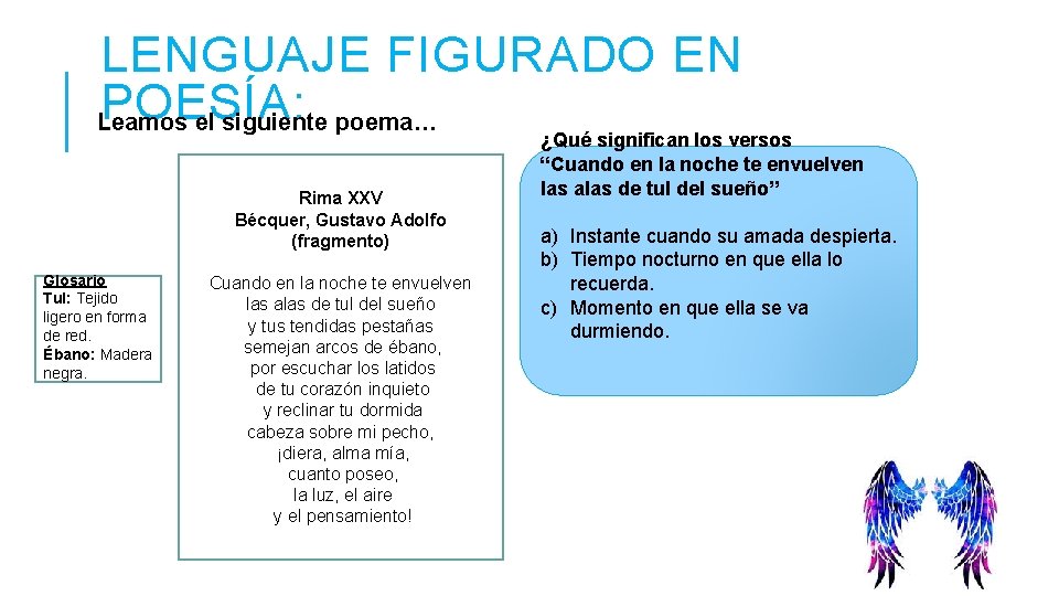 LENGUAJE FIGURADO EN POESÍA: Leamos el siguiente poema… Rima XXV Bécquer, Gustavo Adolfo (fragmento)