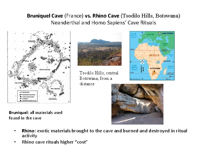 Bruniquel Cave (France) vs. Rhino Cave (Tsodilo Hills, Botswana) Neanderthal and Homo Sapiens’ Cave