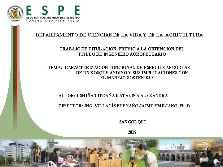 DEPARTAMENTO DE CIENCIAS DE LA VIDA Y DE LA AGRICULTURA TRABAJO DE TITULACIÓN, PREVIO