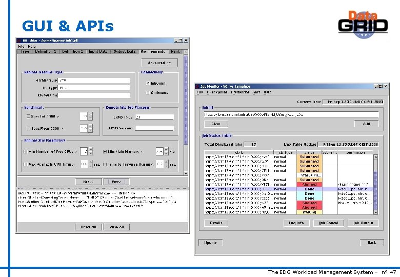 GUI & APIs The EDG Workload Management System – n° 47 