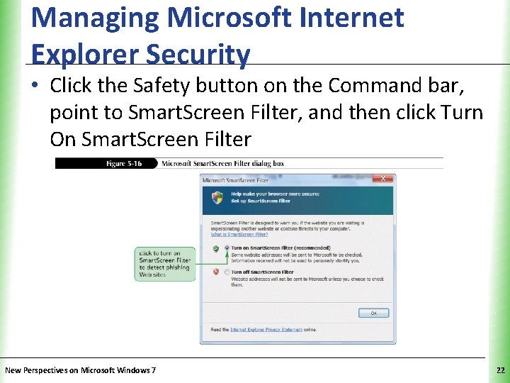 Managing Microsoft Internet Explorer Security XP • Click the Safety button on the Command