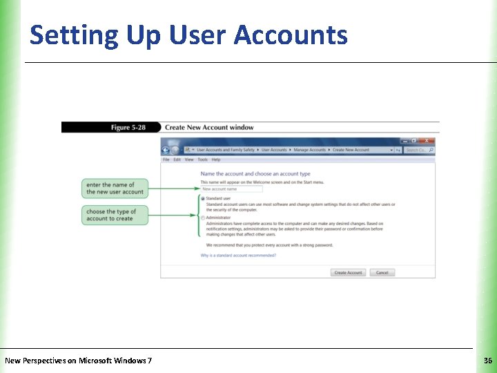 Setting Up User Accounts New Perspectives on Microsoft Windows 7 XP 36 