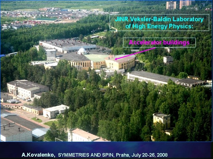 JINR Veksler-Baldin Laboratory of High Energy Physics: Accelerator buildings A. Kovalenko, SYMMETRIES AND SPIN,
