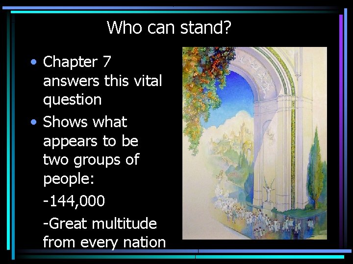 Who can stand? • Chapter 7 answers this vital question • Shows what appears