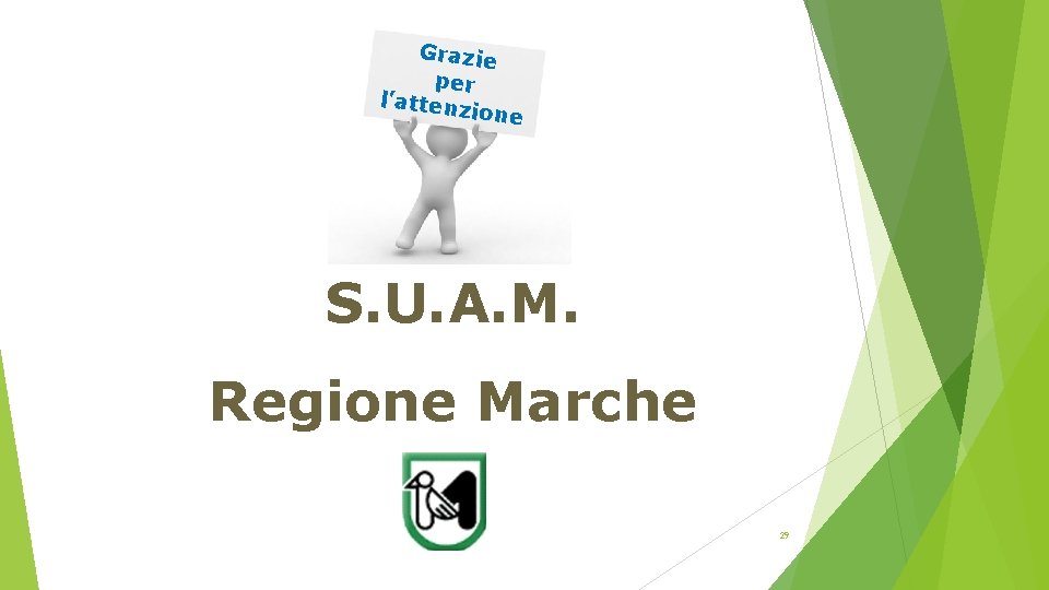 Grazie per l’attenz ione S. U. A. M. Regione Marche 29 