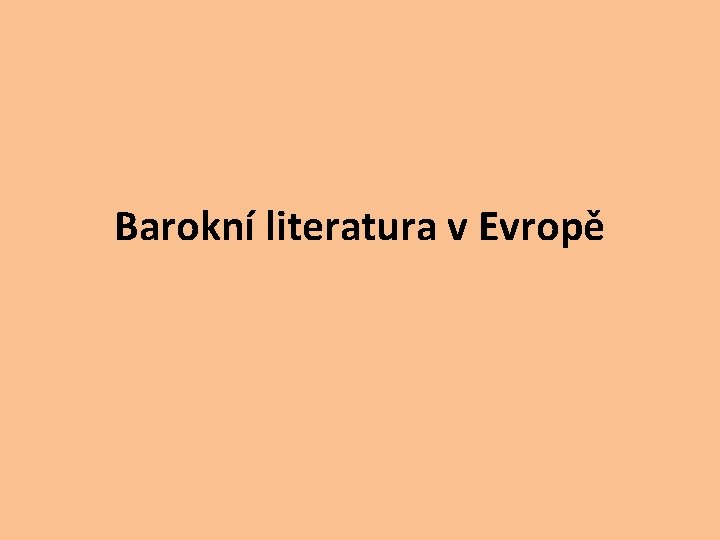 Barokní literatura v Evropě 