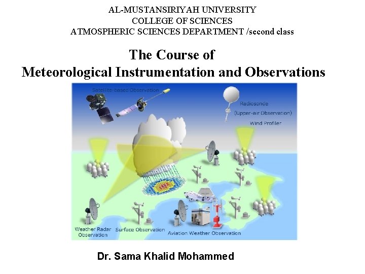 AL-MUSTANSIRIYAH UNIVERSITY COLLEGE OF SCIENCES ATMOSPHERIC SCIENCES DEPARTMENT /second class The Course of Meteorological