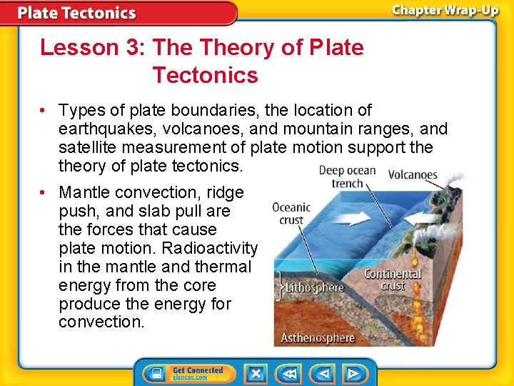 Lesson 3: Theory of Plate Tectonics • Types of plate boundaries, the location of