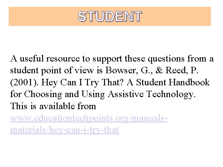 STUDENT A useful resource to support these questions from a student point of view