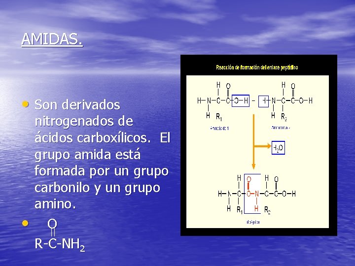 AMIDAS. • Son derivados • nitrogenados de ácidos carboxílicos. El grupo amida está formada