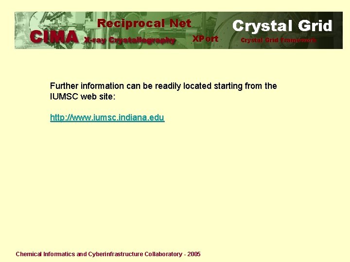 Reciprocal Net XPort Crystal Grid Framework Further information can be readily located starting from