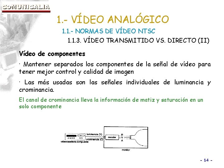 1. - VÍDEO ANALÓGICO 1. 1. - NORMAS DE VÍDEO NTSC 1. 1. 3.