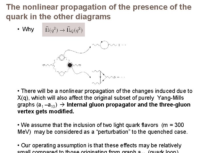 The nonlinear propagation of the presence of the quark in the other diagrams •