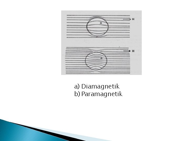 a) Diamagnetik b) Paramagnetik 