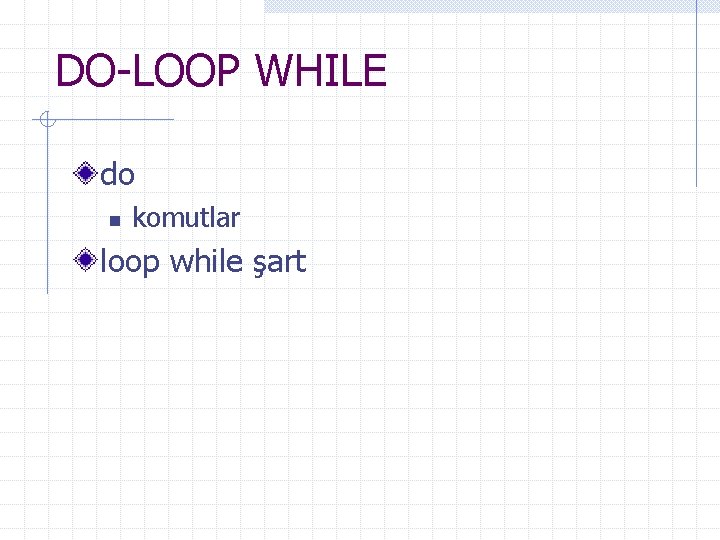 DO-LOOP WHILE do n komutlar loop while şart 