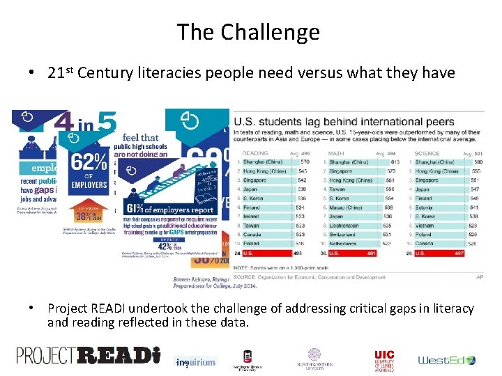 The Challenge • 21 st Century literacies people need versus what they have 82% The Challenge • 21 st Century literacies people need versus what they have 82%