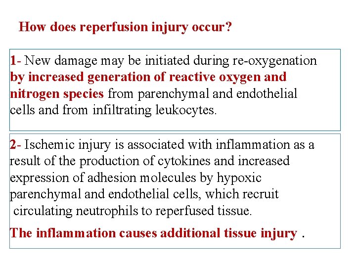 How does reperfusion injury occur? 1 - New damage may be initiated during re-oxygenation