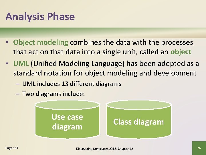 Analysis Phase • Object modeling combines the data with the processes that act on