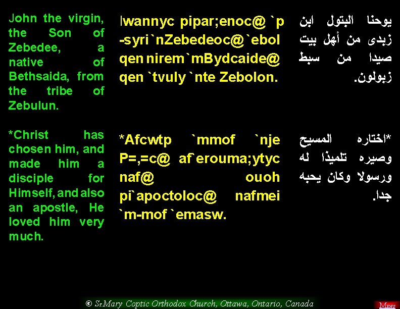 John the virgin, the Son of Zebedee, a native of Bethsaida, from the tribe