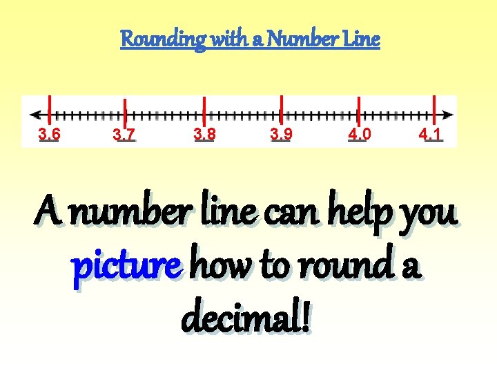 Rounding with a Number Line 3. 6 3. 7 3. 8 3. 9 4.