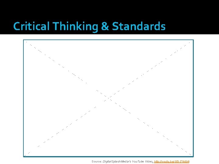 Critical Thinking & Standards Source: Digital. Splash. Media's You. Tube Video, http: //youtu. be/-85