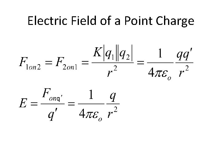 Electric Field of a Point Charge 