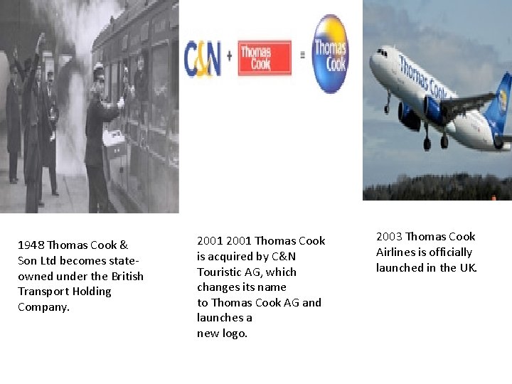 1948 Thomas Cook & Son Ltd becomes stateowned under the British Transport Holding Company.