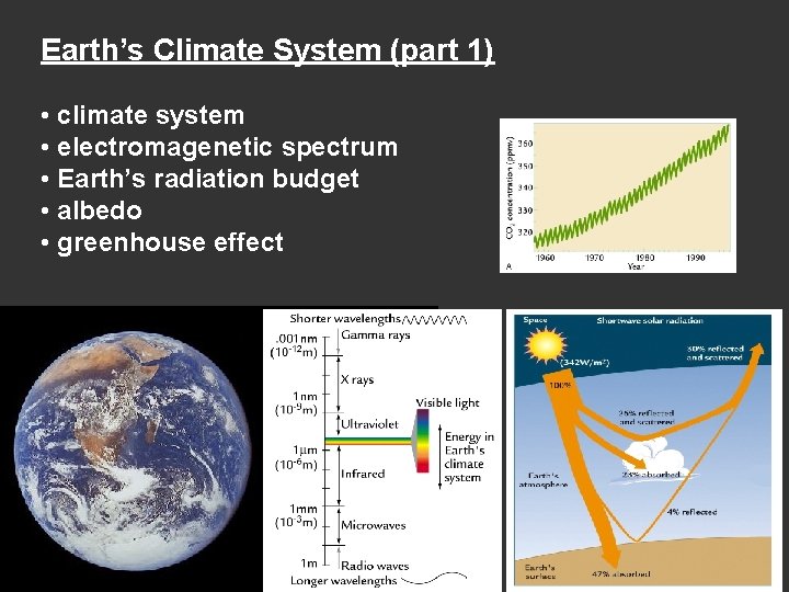 Earth’s Climate System (part 1) • climate system • electromagenetic spectrum • Earth’s radiation