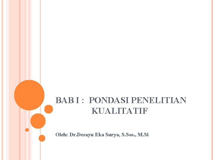 BAB I : PONDASI PENELITIAN KUALITATIF Oleh: Dr. Desayu Eka Surya, S. Sos. ,