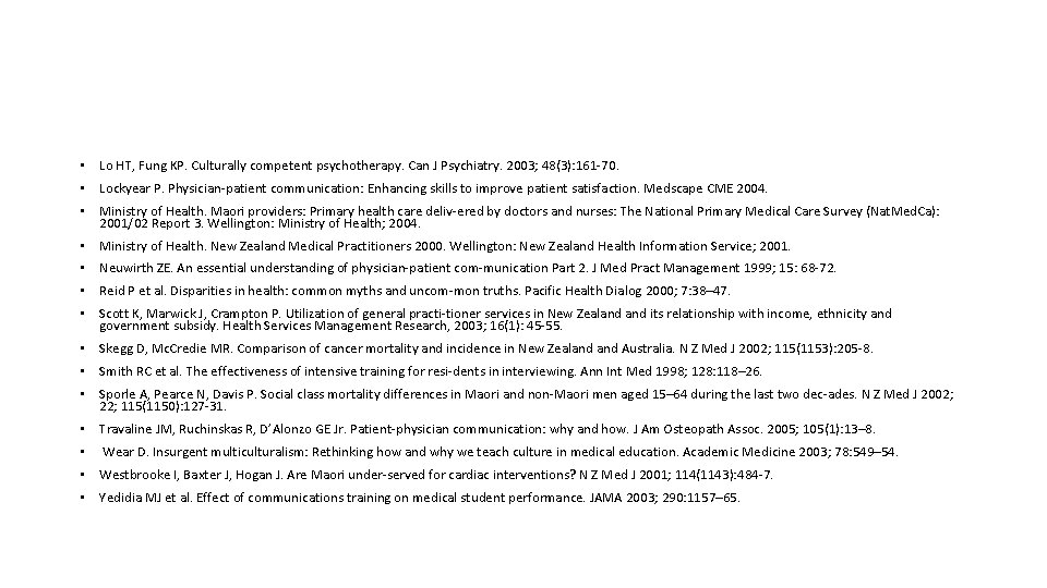  • Lo HT, Fung KP. Culturally competent psychotherapy. Can J Psychiatry. 2003; 48(3):