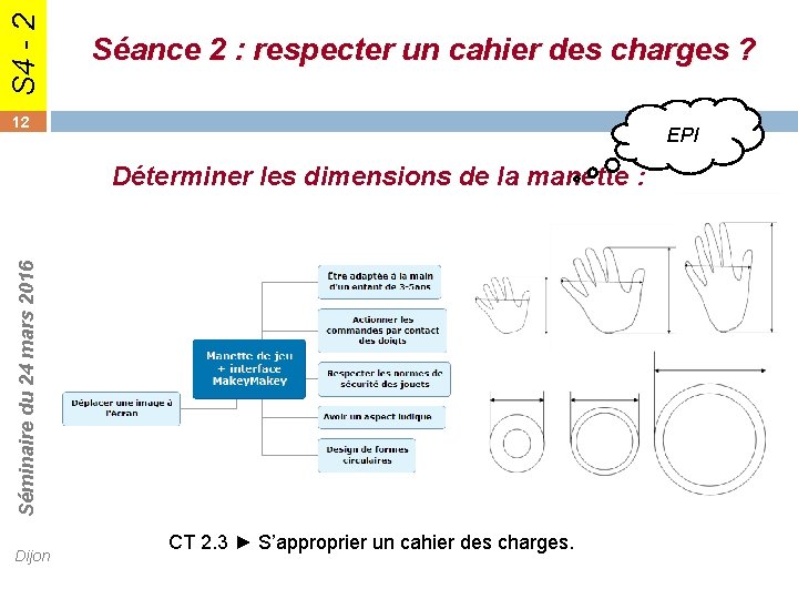 Séq 1 S 4 - 2 Séance 2 : respecter un cahier des charges Séq 1 S 4 - 2 Séance 2 : respecter un cahier des charges