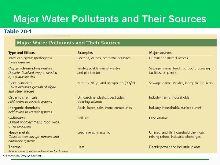 Major Water Pollutants and Their Sources 