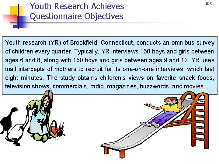 Youth Research Achieves Questionnaire Objectives 10 -9 Youth research (YR) of Brookfield, Connecticut, conducts Youth Research Achieves Questionnaire Objectives 10 -9 Youth research (YR) of Brookfield, Connecticut, conducts