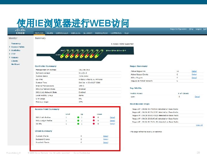 使用IE浏览器进行WEB访问 Presentation_ID © 2006 Cisco Systems, Inc. All rights reserved. Cisco Confidential 29 