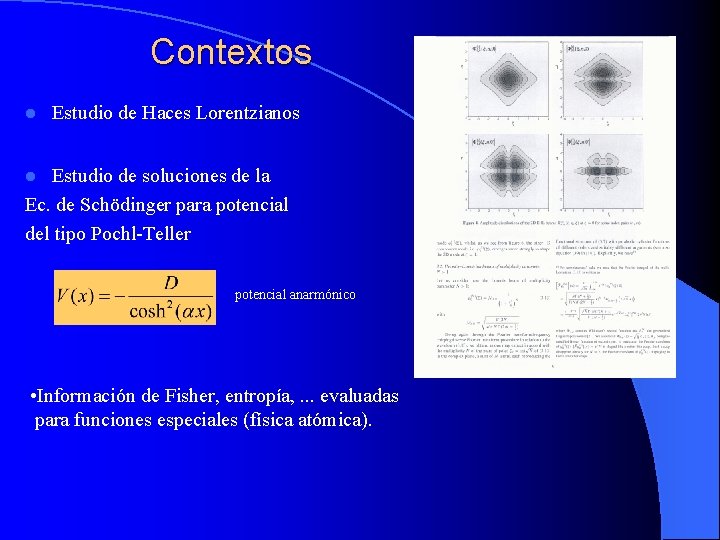Contextos l Estudio de Haces Lorentzianos Estudio de soluciones de la Ec. de Schödinger