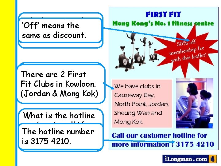 Which word in this ‘Off’ means the leaflet means the same as discount? How