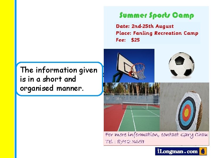 The information given This is a leaflet advertising a sports camp is in a