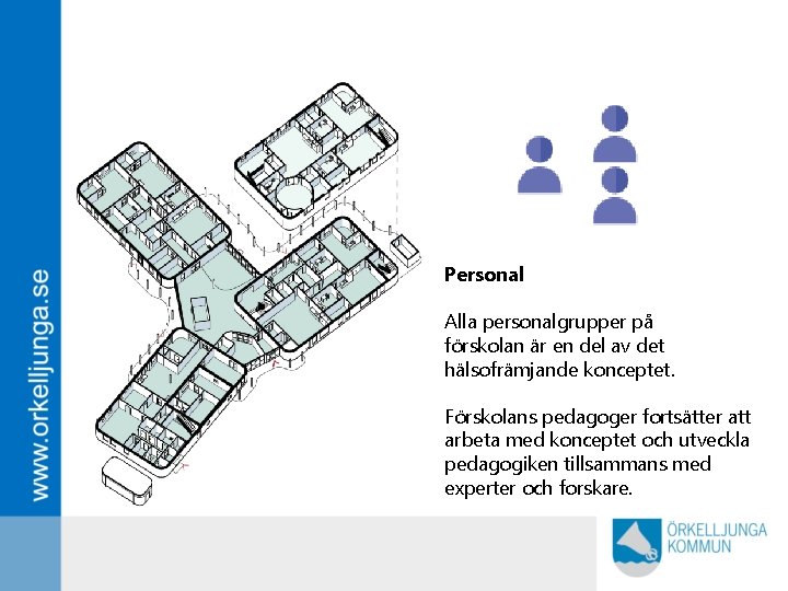 Personal Alla personalgrupper på förskolan är en del av det hälsofrämjande konceptet. Förskolans pedagoger