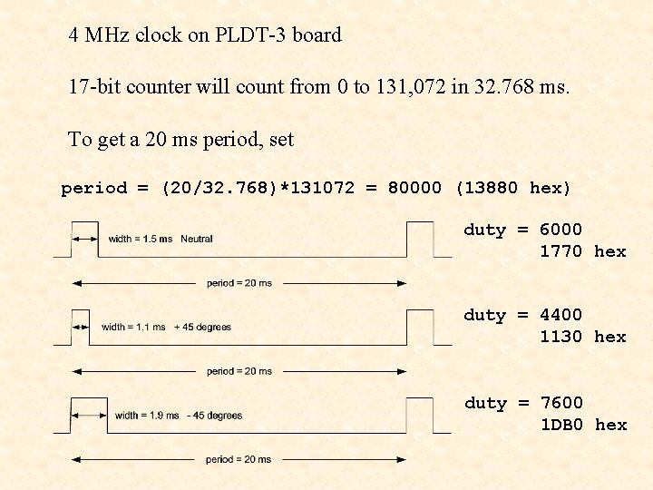 4 MHz clock on PLDT-3 board 17 -bit counter will count from 0 to